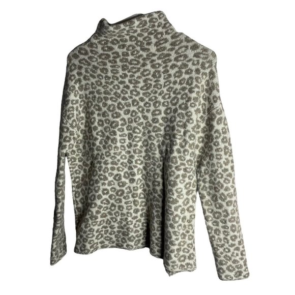 Christian Siriano Mock Turtleneck Sweater XS wool blend leopard print pullover - Picture 2 of 6
